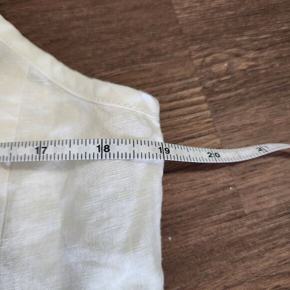 Eileen Fisher Linen Beaded Boho Tank Top Cream Lagenlook M - Picture 6 of 7